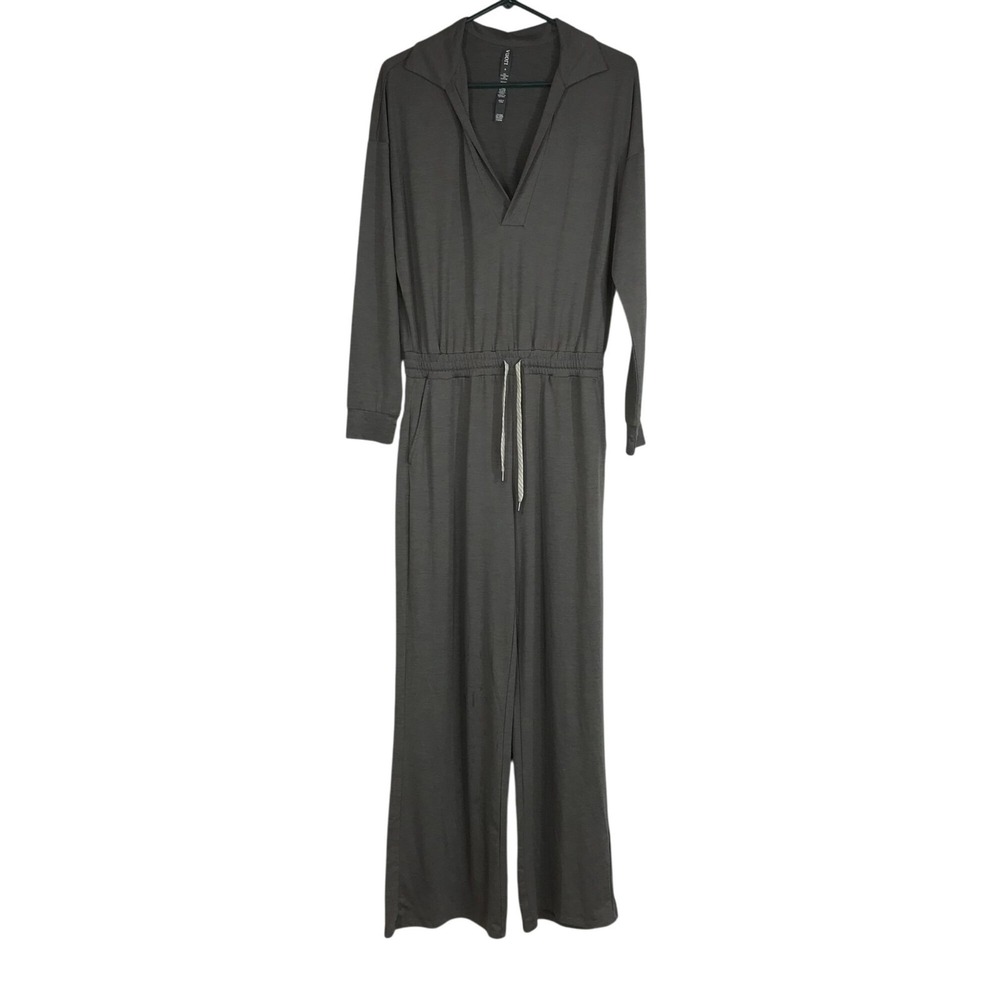 VUORI - WOMEN'S SMALL - GRAY LONG SLEEVE V NECK COLLARED JUMPSUIT PANTS